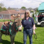 Pip (one of my donkeys) and me on a mobilie visit