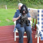 Chester and Steve Sharing the Sun Lounger
