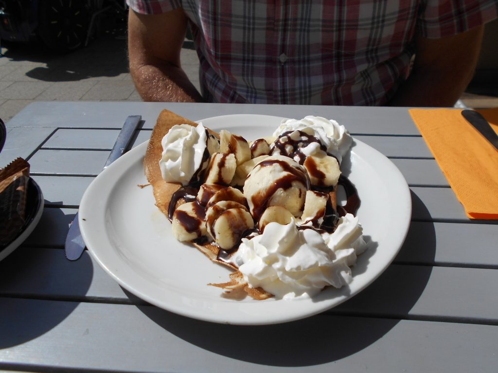 Banana and chocolate crepe in Roscoff
