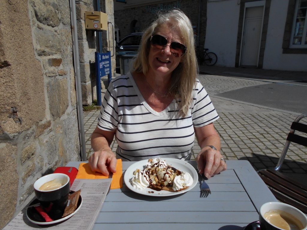 Enjoying a crepe in Roscoff