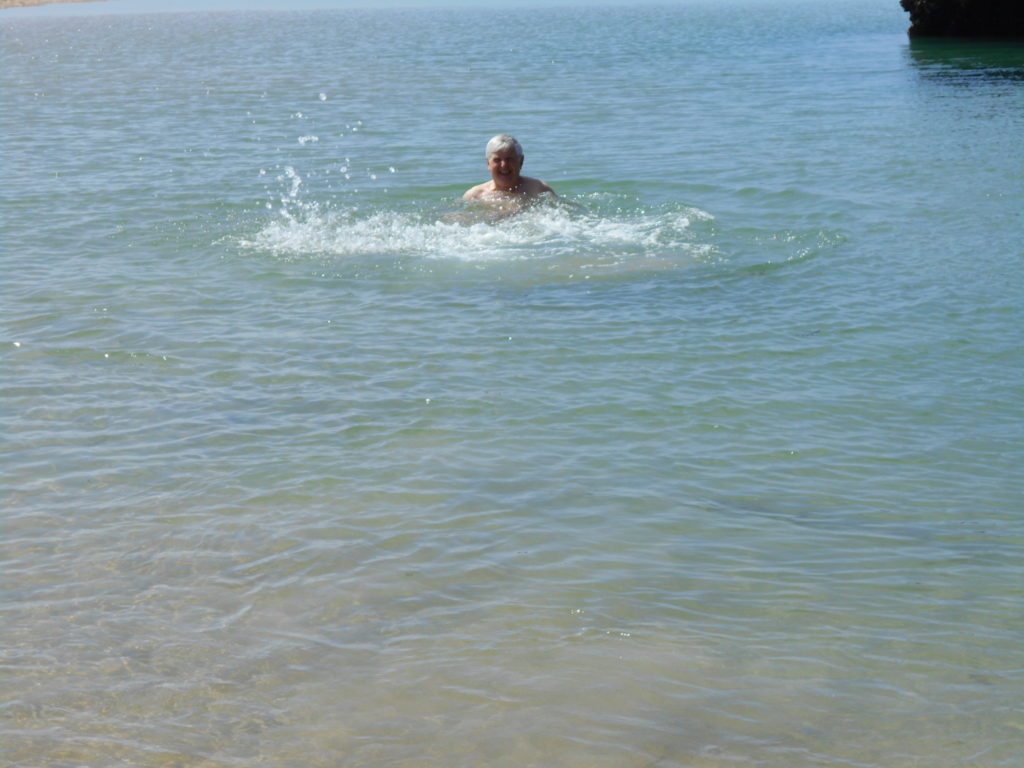 Steve Swimming in a Mawgan Porth Pool