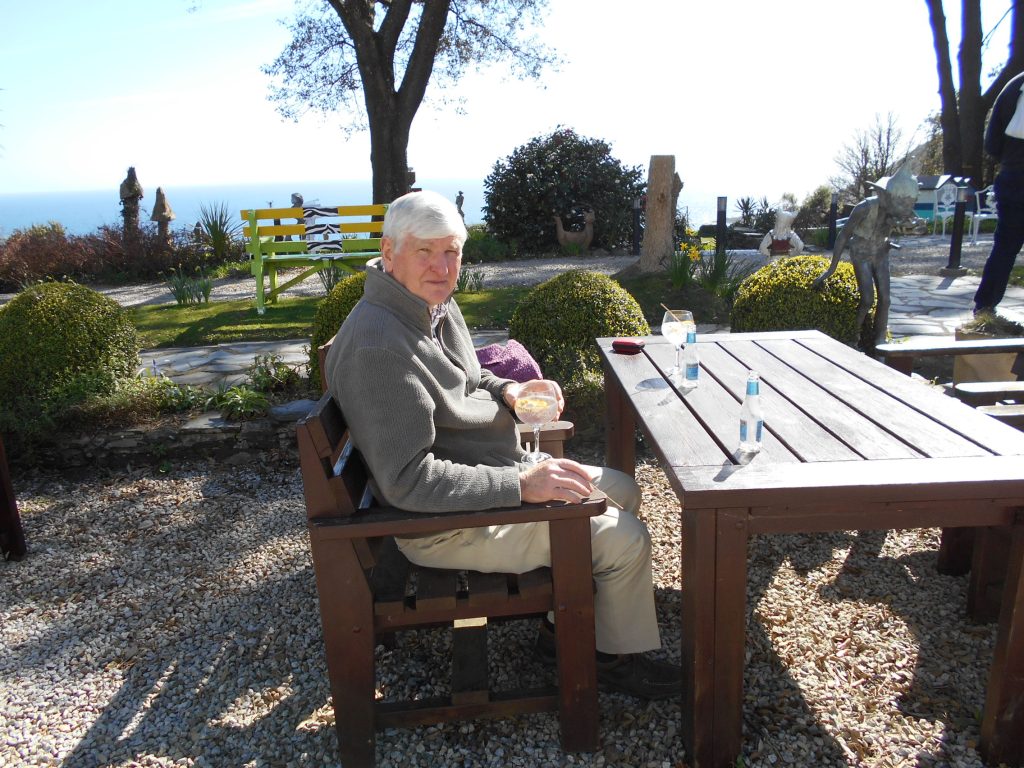 Talland Bay Hotel outside area enjoying a G & T