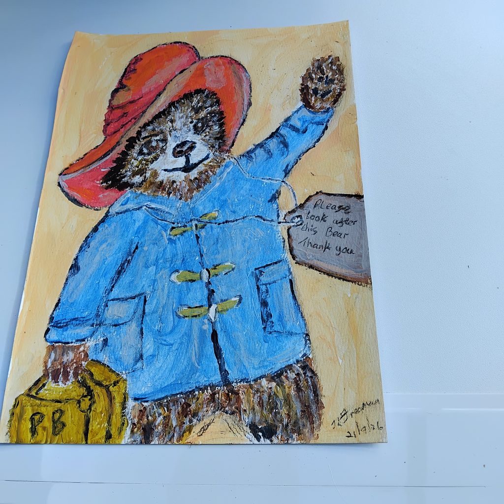 Paddington Bear Acrylic Painting by Karen Freeman
